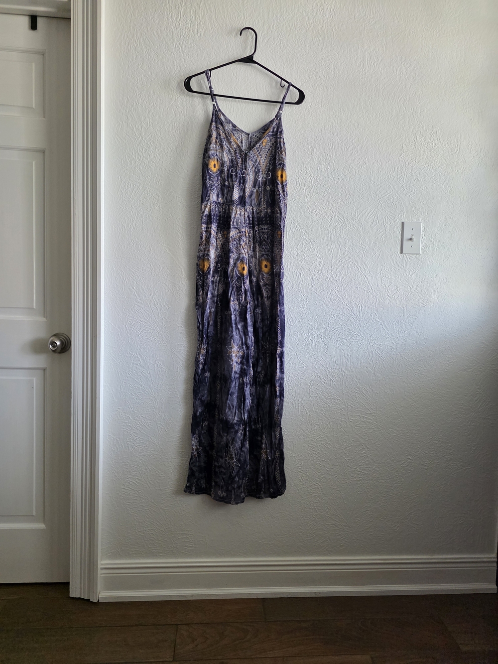 Yak & Yeti Purple Printed Spaghetti-Strap Romper with Yellow Accent